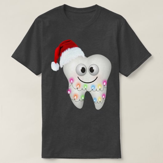 歯科用おもしろいクリスマス歯科衛生士サンタハット Tシャツ (デザイン正面)