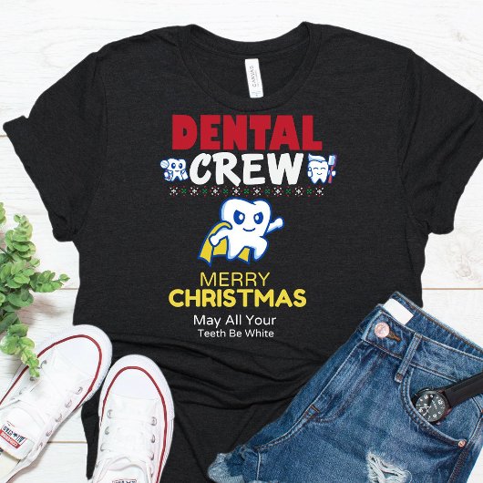 歯科用おもしろいクルーのクリスマスグループTシャツ Tシャツ