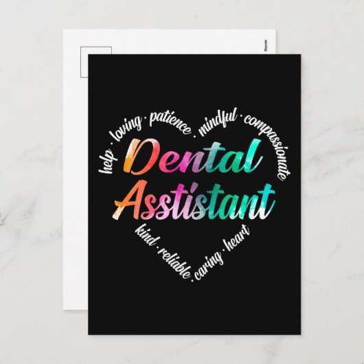 歯科用アシスタントハートワードクラウドウォーターの色 シーズンポストカード (正面/裏面)