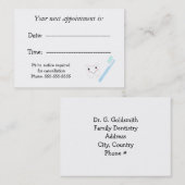 歯科用アポイントメントオフィスカード 予約カード (正面/裏面)