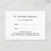 歯科用アポイントメントカード-灰色、白い歯のロゴ 予約カード (裏面)