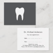 歯科用アポイントメントカード-灰色、白い歯のロゴ 予約カード (正面/裏面)