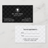歯科用アポイントメントクラシックブラックキルテッド歯科医 予約カード (正面/裏面)