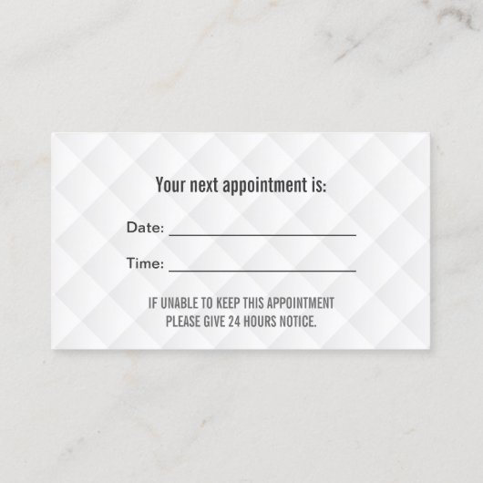 歯科用アポイントメントクラシックブラックキルテッド歯科医 予約カード (裏面)