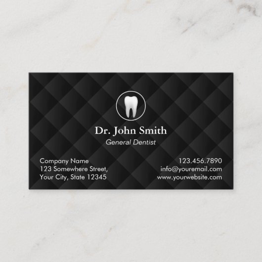 歯科用アポイントメントクラシックブラックキルテッド歯科医 予約カード (正面)