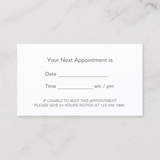 歯科用アポイントメントクリーン歯青い水歯科医 予約カード (裏面)