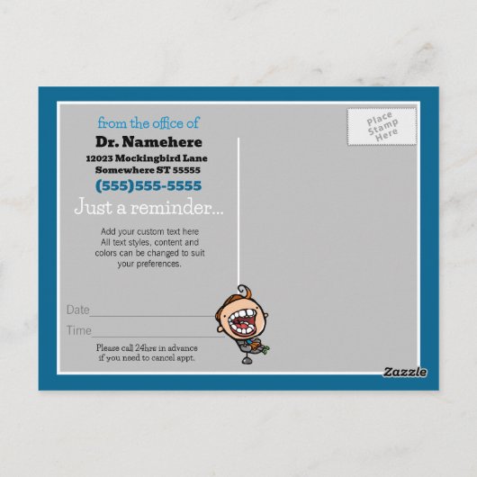 歯科用アポイントメントリマインダーのカスタマイズ可能はがき ポストカード (裏面)