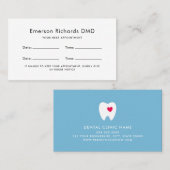 歯科用アポイントメントリマインダーカード-カスタムの色 予約カード (正面/裏面)