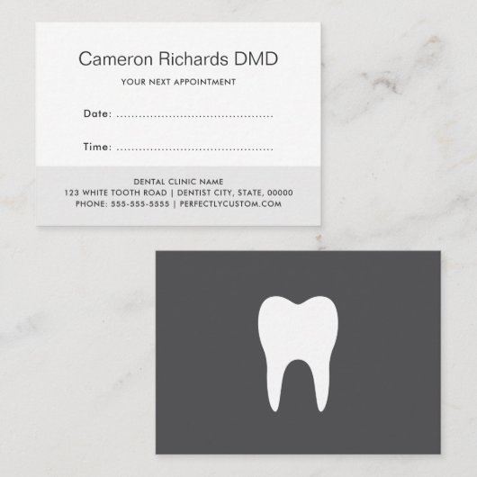 歯科用アポイントメントリマインダーカード-灰色 予約カード (正面/裏面)