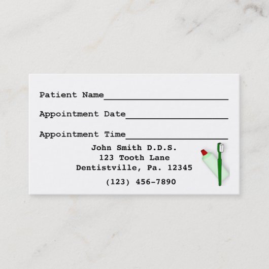 歯科用アポイントメント名刺 予約カード (正面)