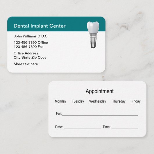歯科用インプラントテーマアポイントメント名刺 名刺 (正面/裏面)