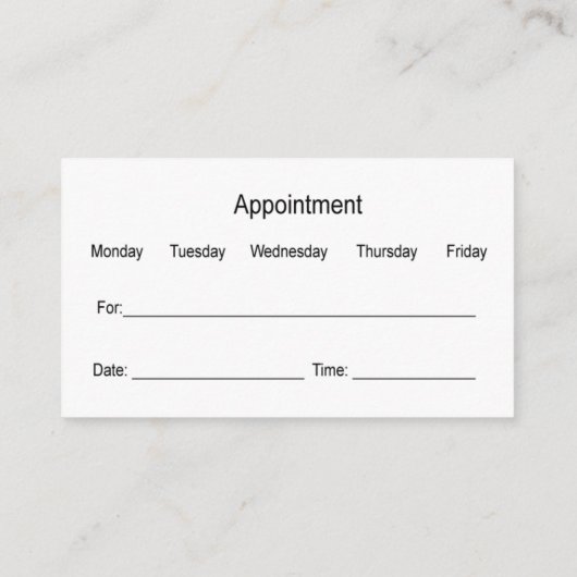 歯科用インプラント患者アポイントメント名刺 予約カード (裏面)