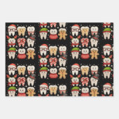 歯科用クリスマスキュートな歯の歯医者サンタハットクリスマス ラッピングペーパーシート (正面)