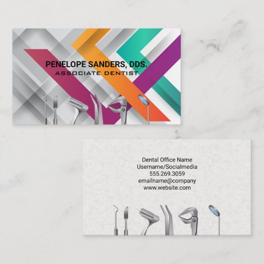 歯科用ツールロゴ | 線パターン 名刺 (正面/裏面)