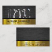 歯科用ツール | 金ゴールドダークメタル 名刺 (正面/裏面)