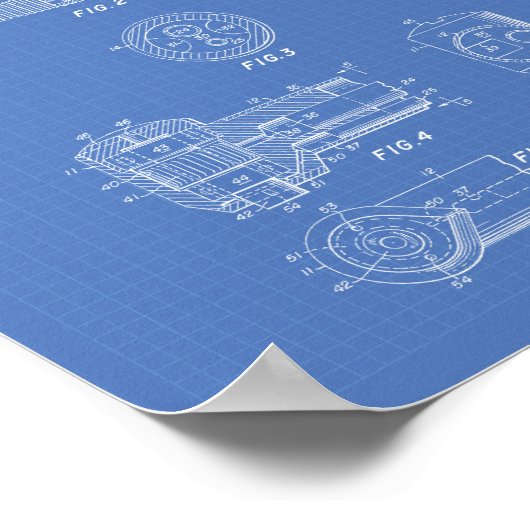 歯科用ハンドピース1961特許技術青写真 ポスター (角)