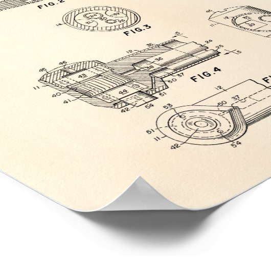 歯科用ハンドピース1961特許芸術オールドピーパー ポスター (角)