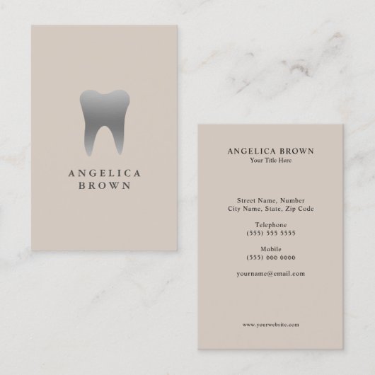 歯科用ミニマル名刺 – シルバーティースデザイン 名刺 (正面/裏面)