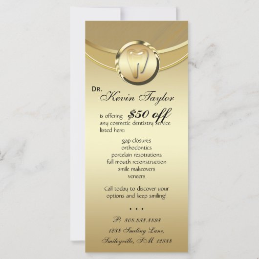 歯科用ラックカードギフト証明書金ゴールド臼歯 (裏面)