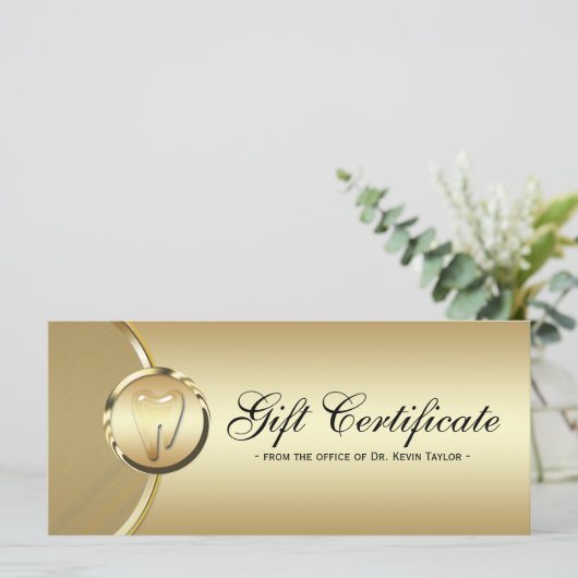 歯科用ラックカードギフト証明書金ゴールド臼歯 (スタンド正面)