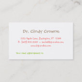 歯科用名刺かわいいハート歯の円PGB 予約カード (裏面)