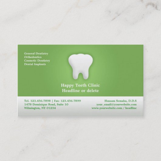 歯科用名刺アポイントメント 予約カード (正面)