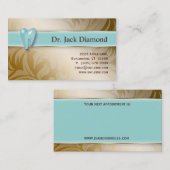 歯科用名刺歯のロゴ渦巻きリーフ金ゴールド 予約カード (正面/裏面)