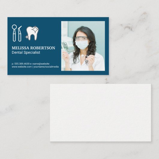 歯科用工具付き歯科医師 名刺 (正面/裏面)