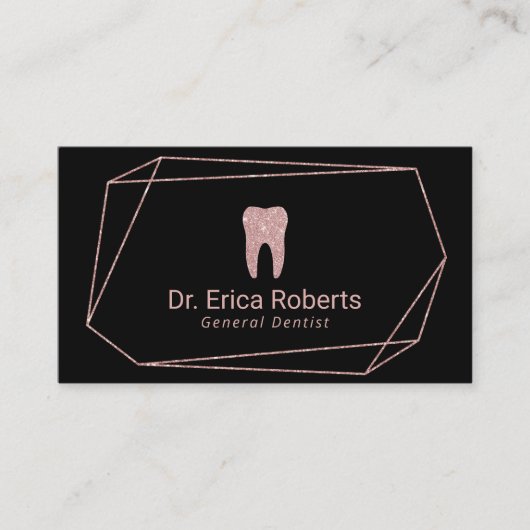 歯科用幾何学的バラ金ゴールドフレームデンタルケア 名刺 (正面)