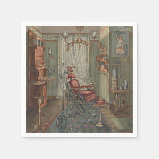 歯科用椅子手術室歯科医用オフィスヴィンテージ スタンダードカクテルナプキン (正面)