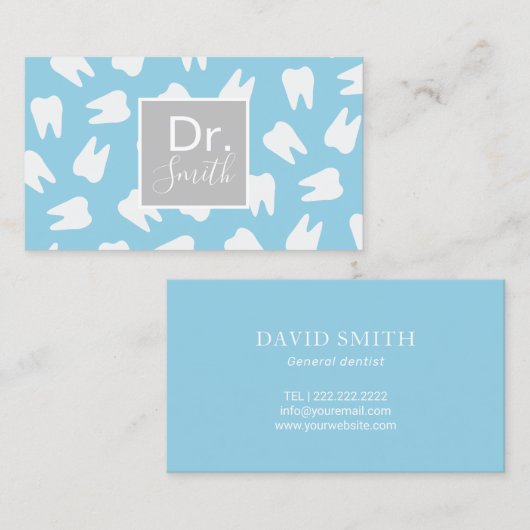 歯科用歯パターンブルーエレガントデンタルケア 名刺 (正面/裏面)
