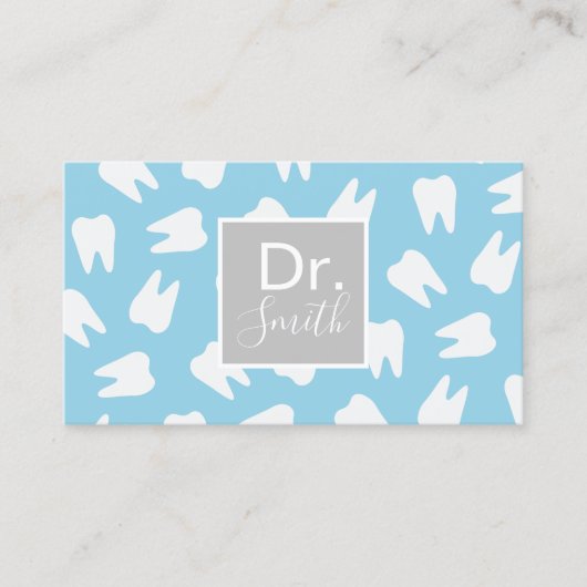 歯科用歯パターンブルーエレガントデンタルケア 名刺 (正面)