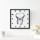 歯科用歯歯科クリニック医療グラフィック スクエア壁時計 (ホーム)