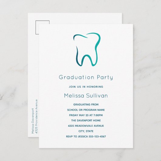 歯科用歯歯科医用画像卒業 インビテーションポストカード (正面/裏面)