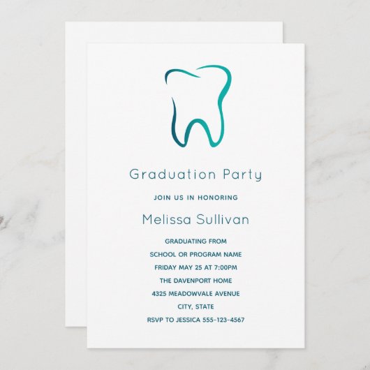 歯科用歯歯科医用画像卒業 招待状 (正面/裏面)