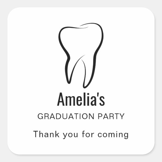 歯科用歯歯科診療科卒業 スクエアシール (正面)