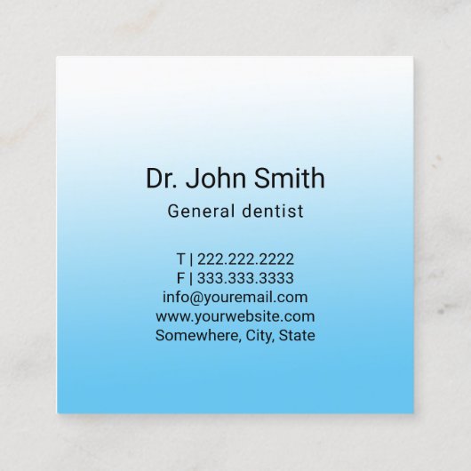 歯科用歯水スプラッシュプロフェッショナル歯科医 スクエア名刺 (裏面)