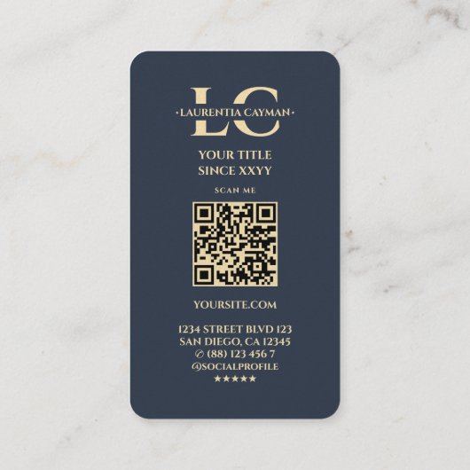 歯科用歯科エレガント金ゴールド炭ブルー 名刺 (裏面)