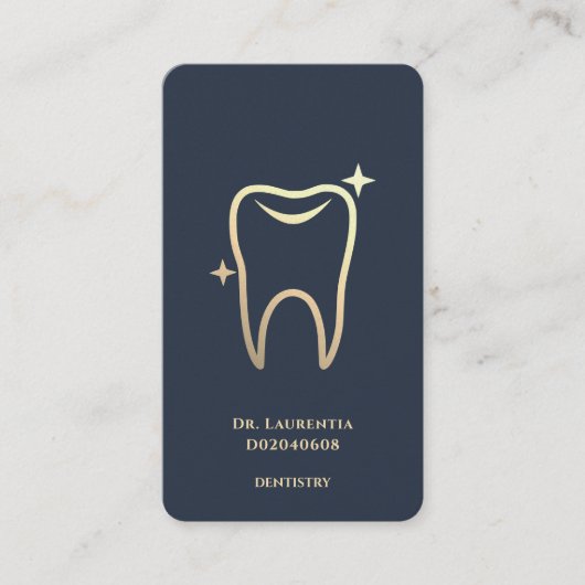 歯科用歯科エレガント金ゴールド炭ブルー 名刺 (正面)