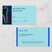 歯科用歯科ブルーティースアポイントメントリマインダー 名刺 (正面/裏面)