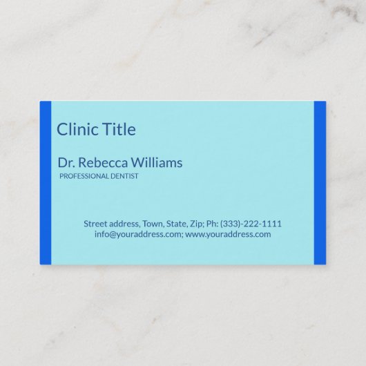 歯科用歯科ブルーティースアポイントメントリマインダー 名刺 (裏面)