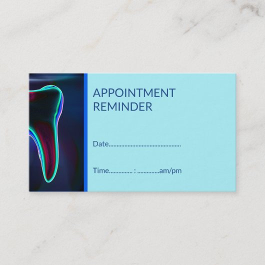 歯科用歯科ブルーティースアポイントメントリマインダー 名刺 (正面)