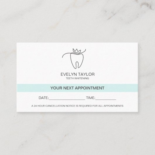 歯科用歯科医院歯のホワイトニングアポイントメント 名刺 (正面)