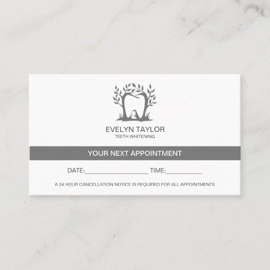 歯科用歯科医院歯のホワイトニングアポイントメント 名刺 (正面)