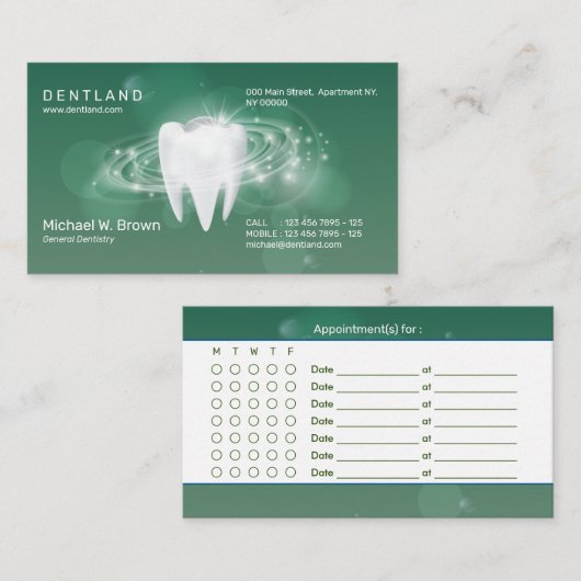 歯科用歯科医3D歯アポイントメント 名刺 (正面/裏面)