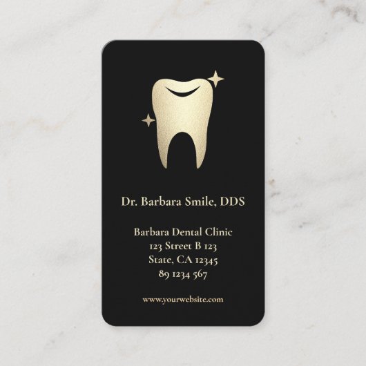 歯科用歯科用インプラント化粧エレガントブラック金ゴールド 名刺 (正面)