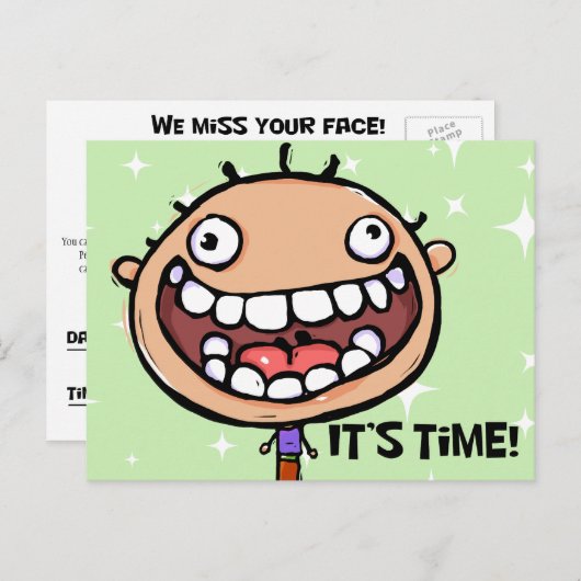 歯科用点検アポイントメントリマインダーカード ポストカード (正面/裏面)