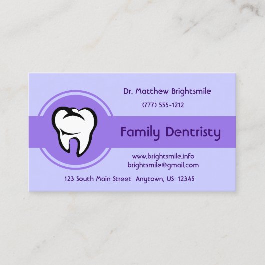 歯科用白歯はっきりした中心ストライプ 予約カード (正面)