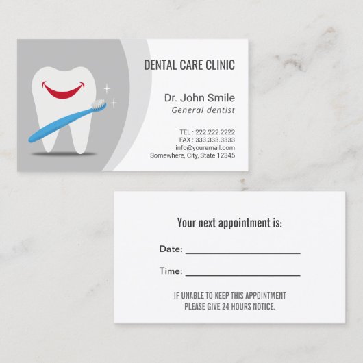 歯科用笑顔歯歯歯科アポイントメント 予約カード (正面/裏面)