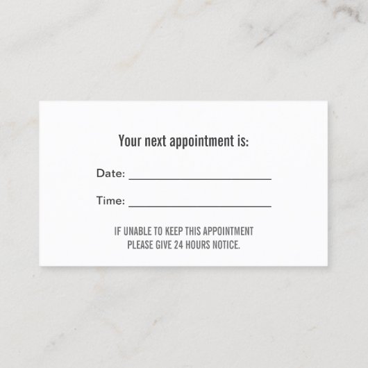 歯科用笑顔歯歯歯科アポイントメント 予約カード (裏面)